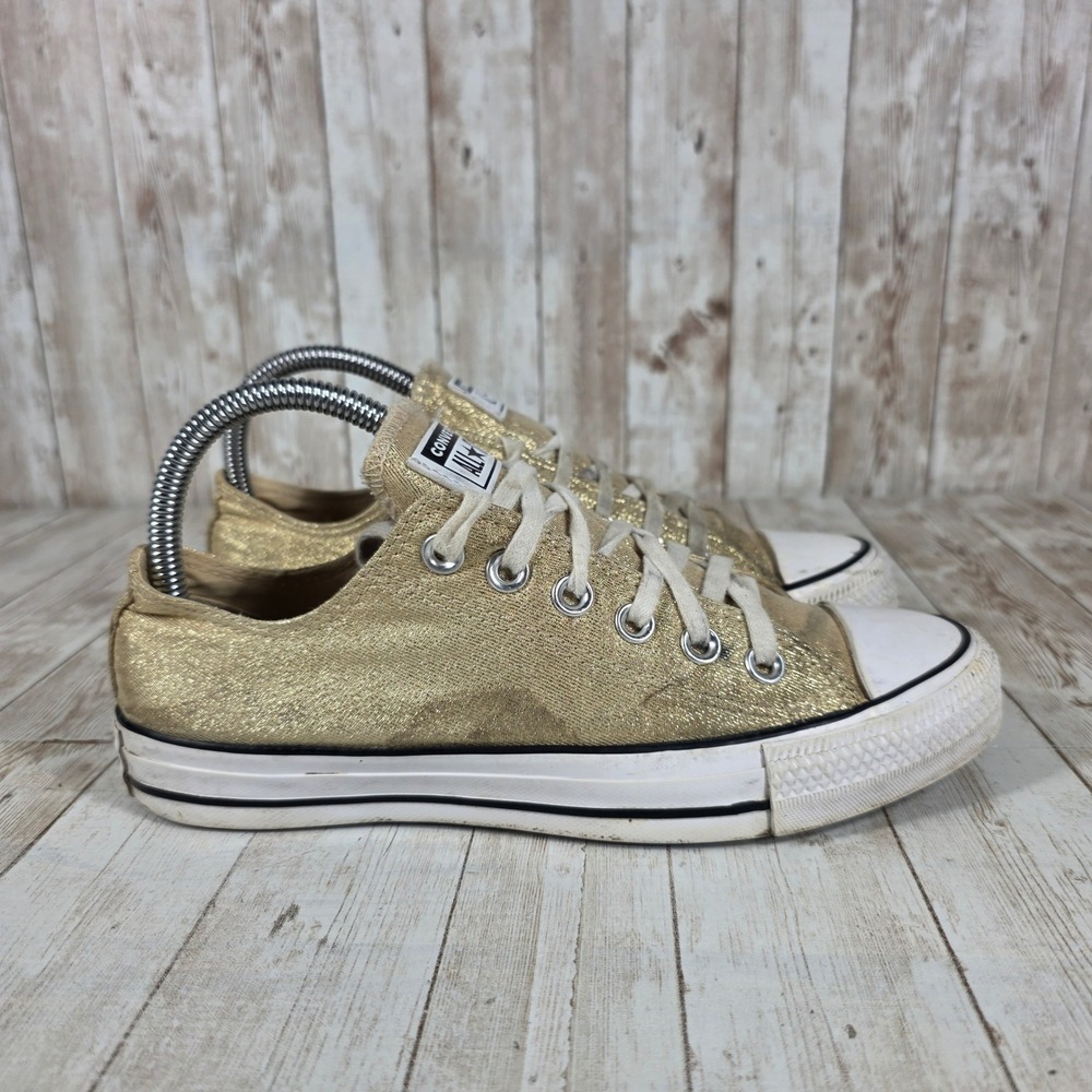 Converse Chuck Taylor All Star Low Top Glitter Gold‎ Sneakers Women's Size 7